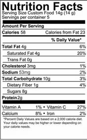 nutrition information